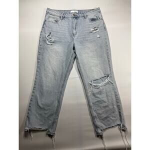Vervet Women's Distressed Straight Leg Cropped Denim Jeans - Size 31 (34x26)